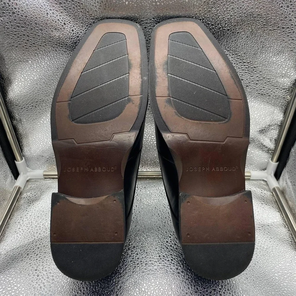 Joseph Abboud Dominic Venetian Loafer Shoes Mens 10 Black Leather Square‎ Toe